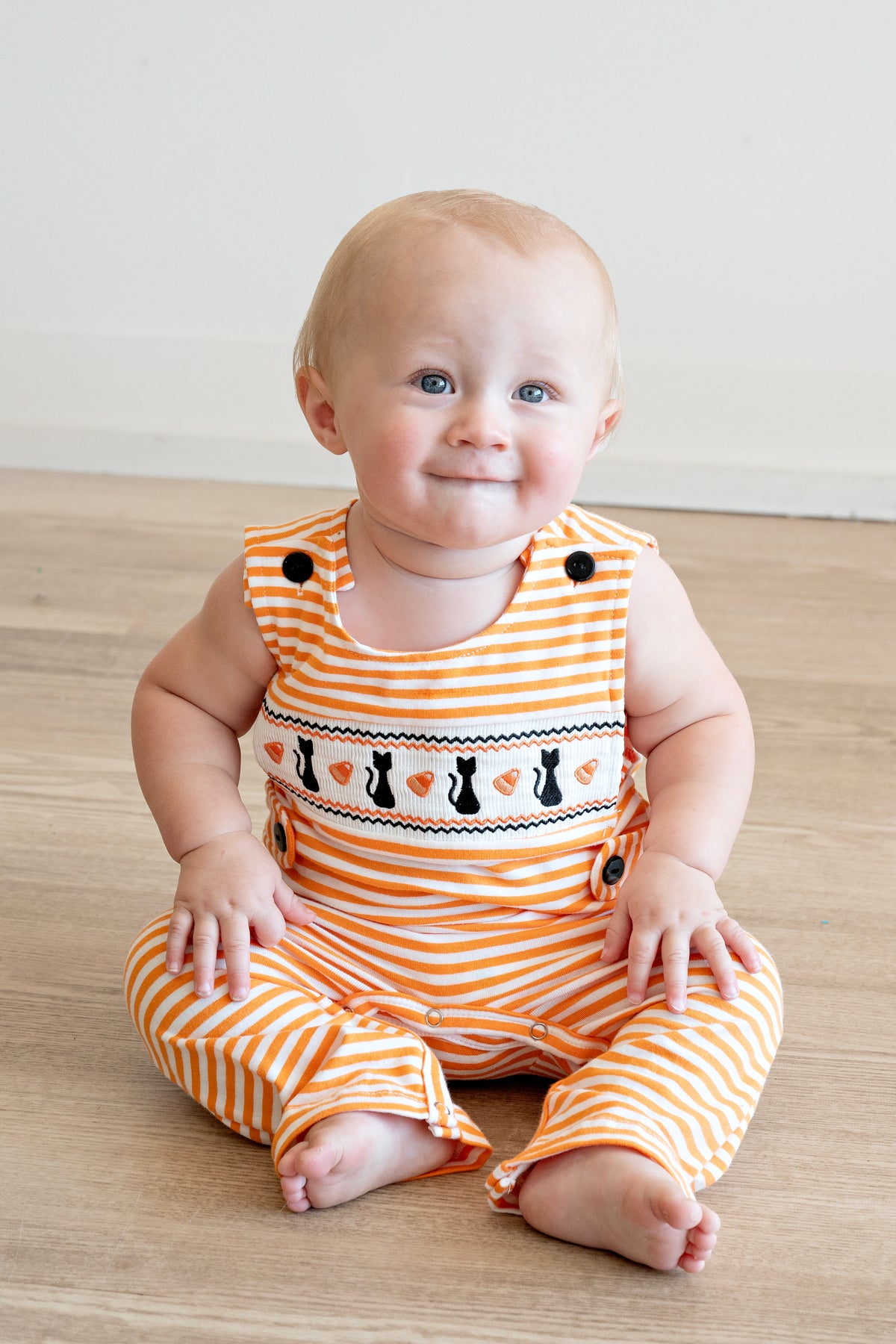 Black Cat Stripe Romper