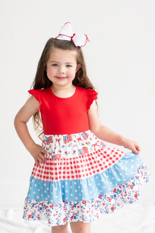 Patriotic Patchwork Tiered Dress
