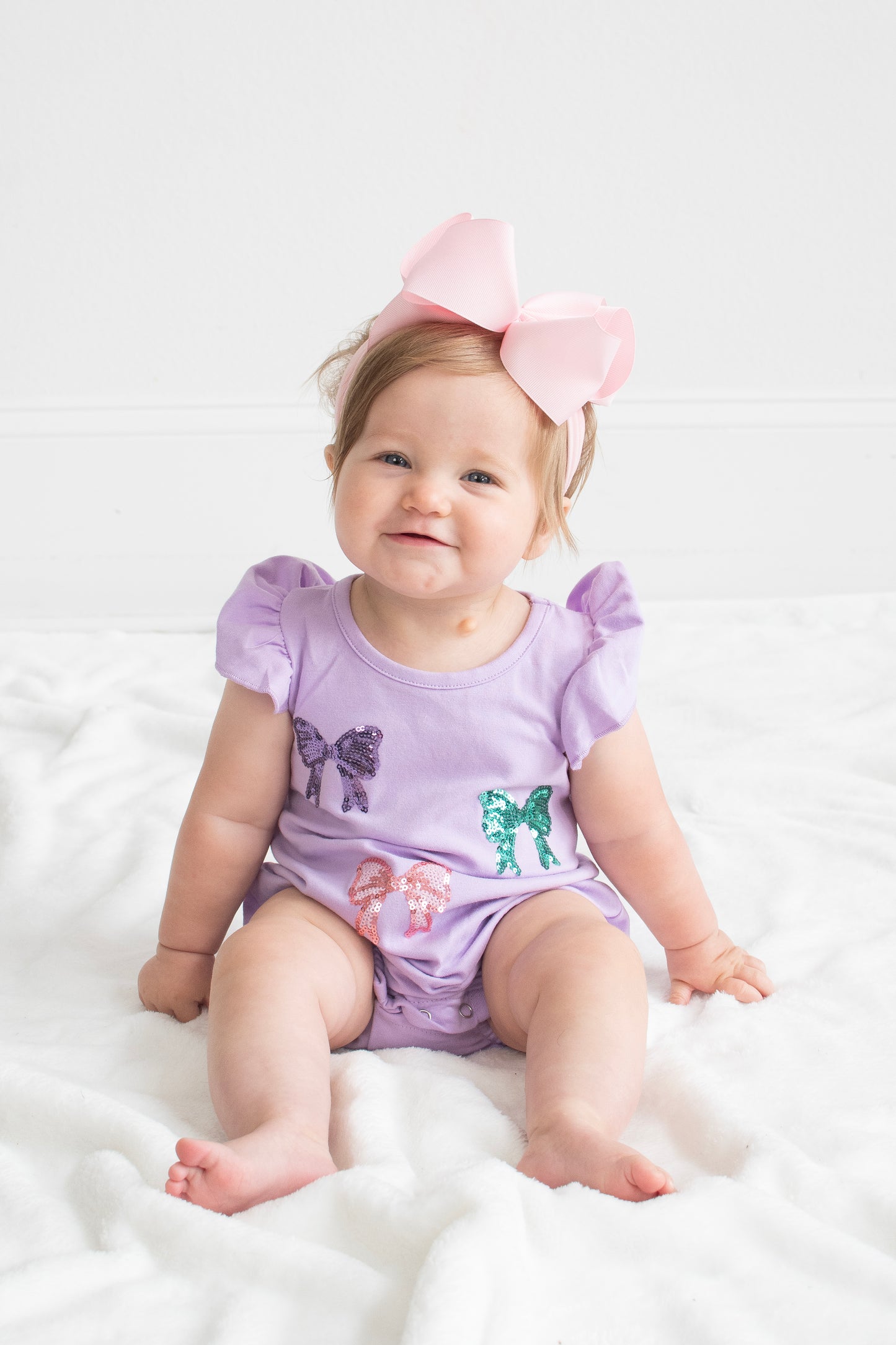 Purple Bow Sequin Romper