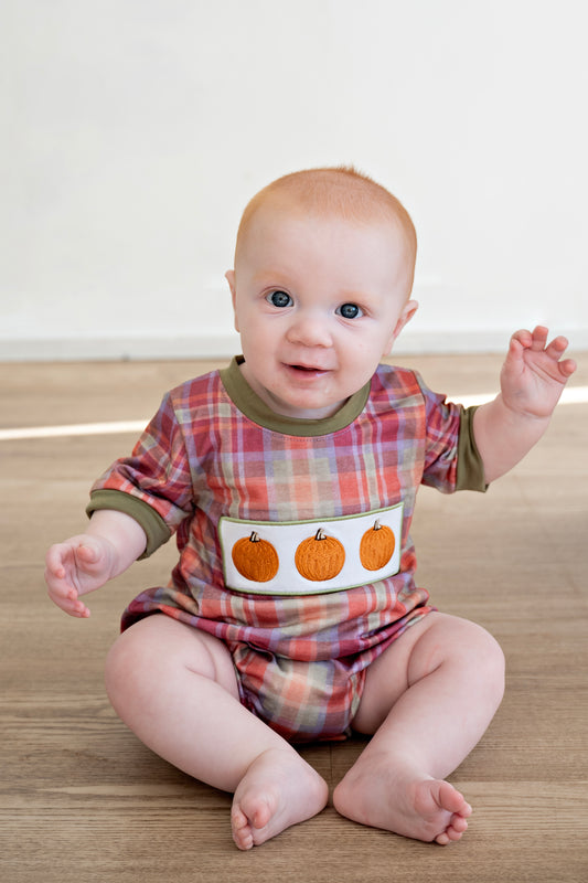 Fall Plaid Pumpkin Boy Bubble