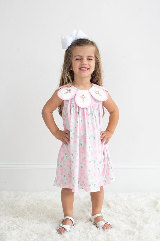 Pink Floral Smocked Cross Dress