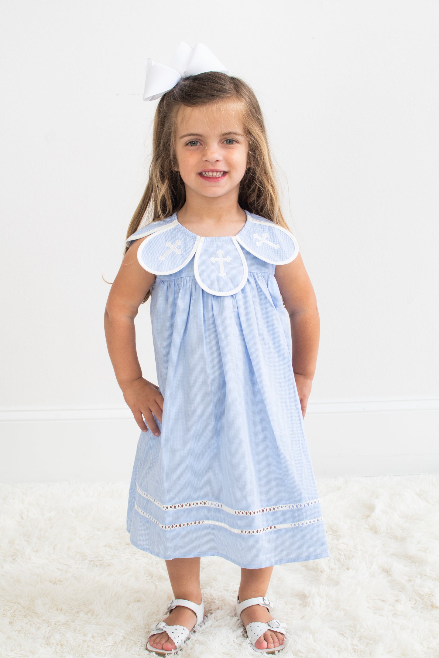 Blue Smocked Cross Dress
