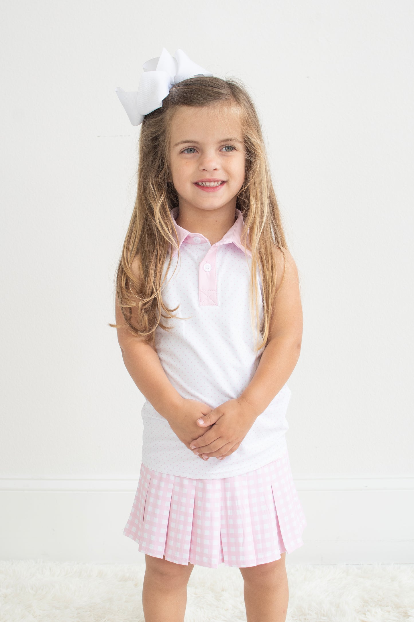 Pink Active Gingham Skort Set