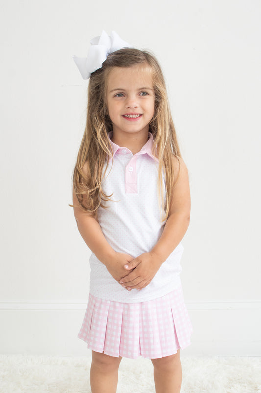Pink Active Gingham Skort Set