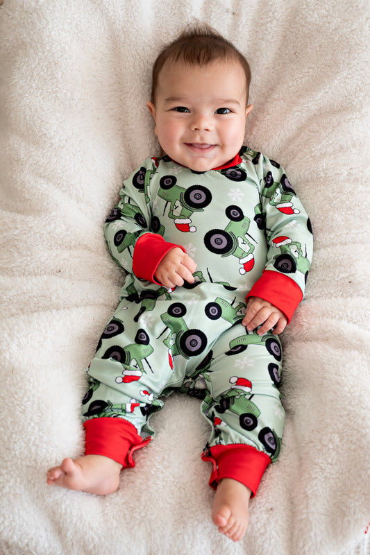Santa Tractor Boy Romper
