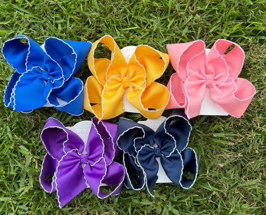 Solid Moonstitch Hair Bows (6in)