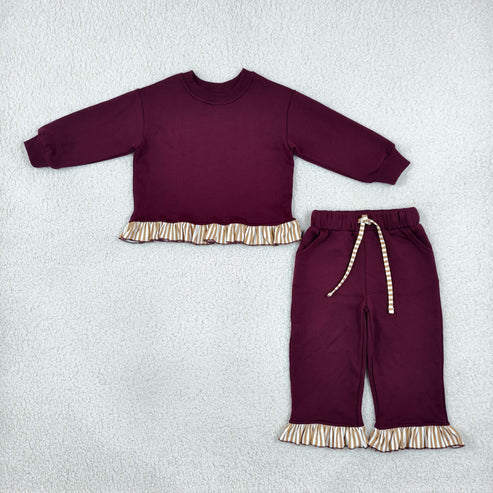 PREORDER - Maroon Ruffle Pants Set