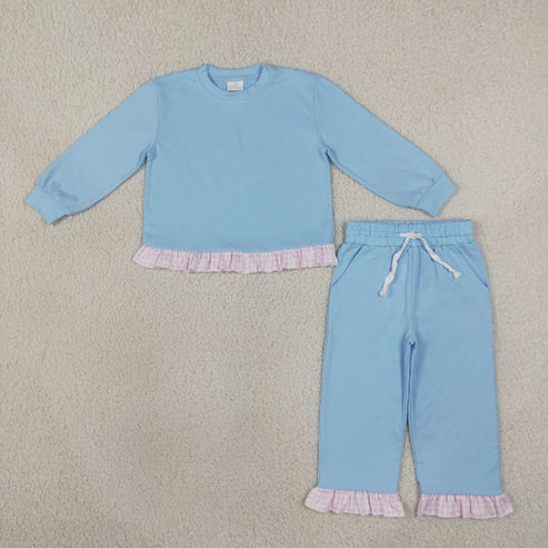 PREORDER - Blue Casual Ruffle Pants Set