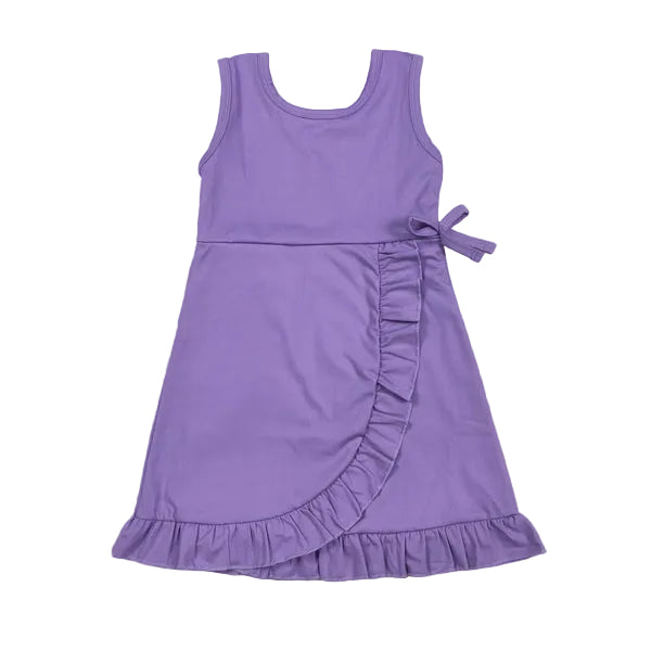 Purple Sleeveless Ruffle Activewear Dress