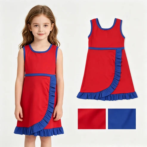 Red/Navy Sleeveless Yoga Active Dress