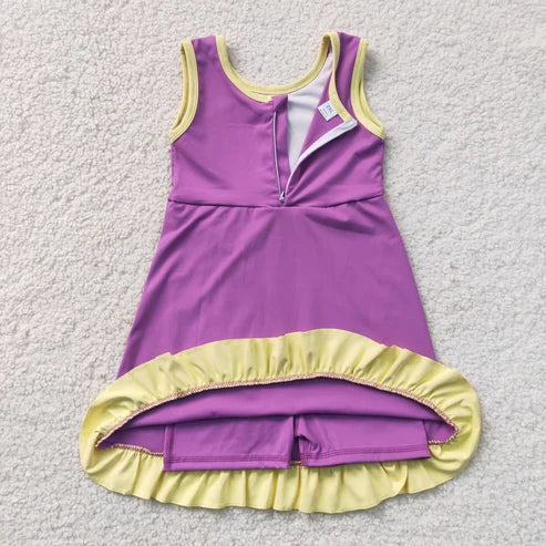 Purple/Yellow Sleeveless Yoga Active Dress