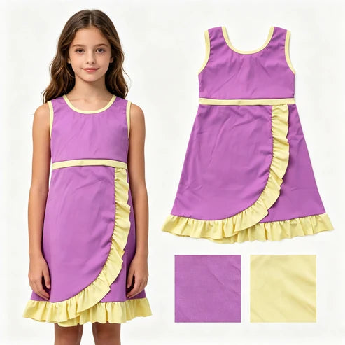 Purple/Yellow Sleeveless Yoga Active Dress