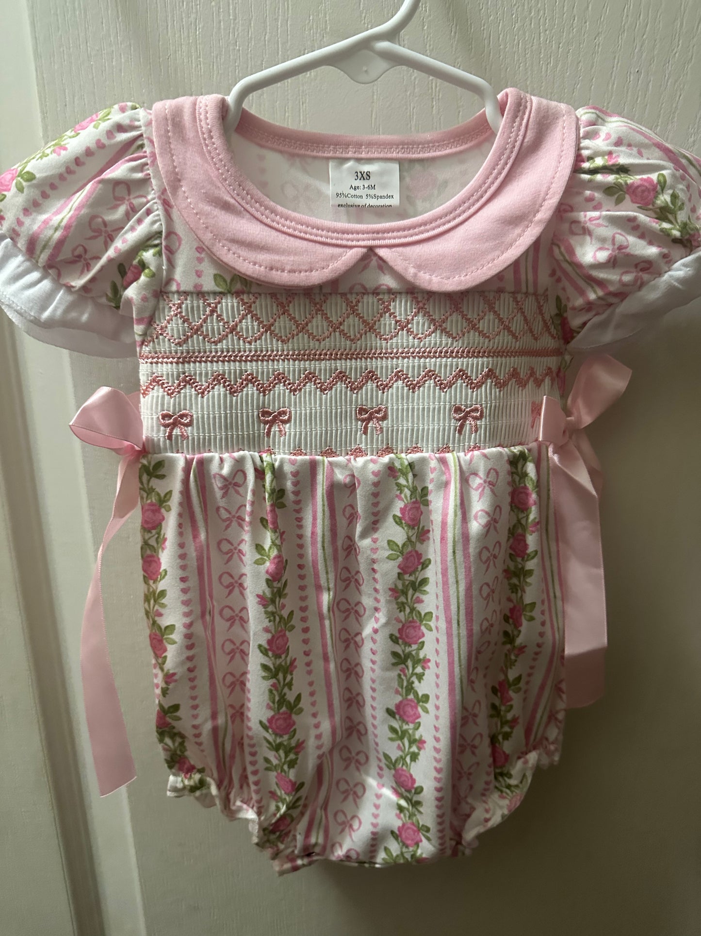 Rosebud Ribbons Smocked Romper
