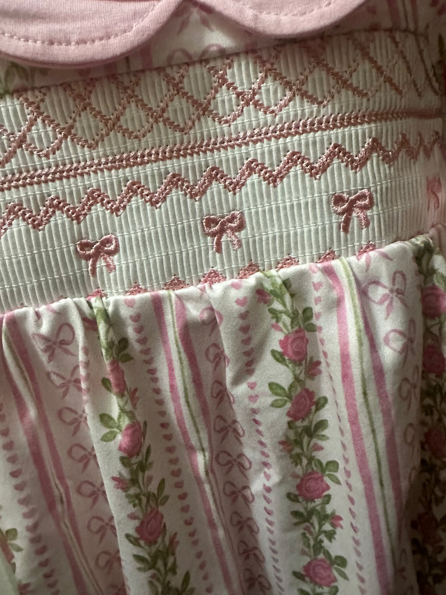 Rosebud Ribbons Smocked Romper
