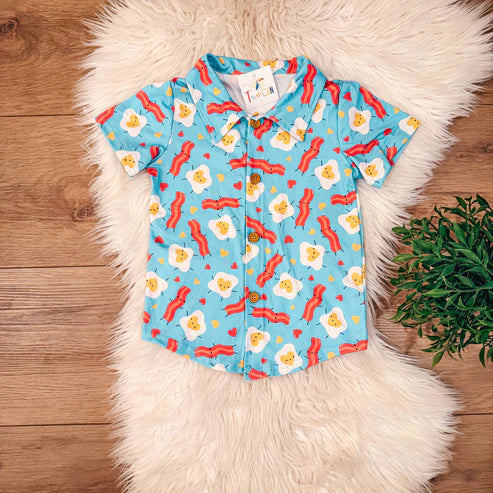 Eggs & Bacon Button Up by Two Can