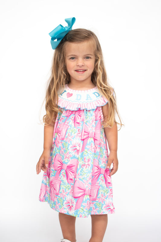 I Love Dad Embroidery Girls Dress