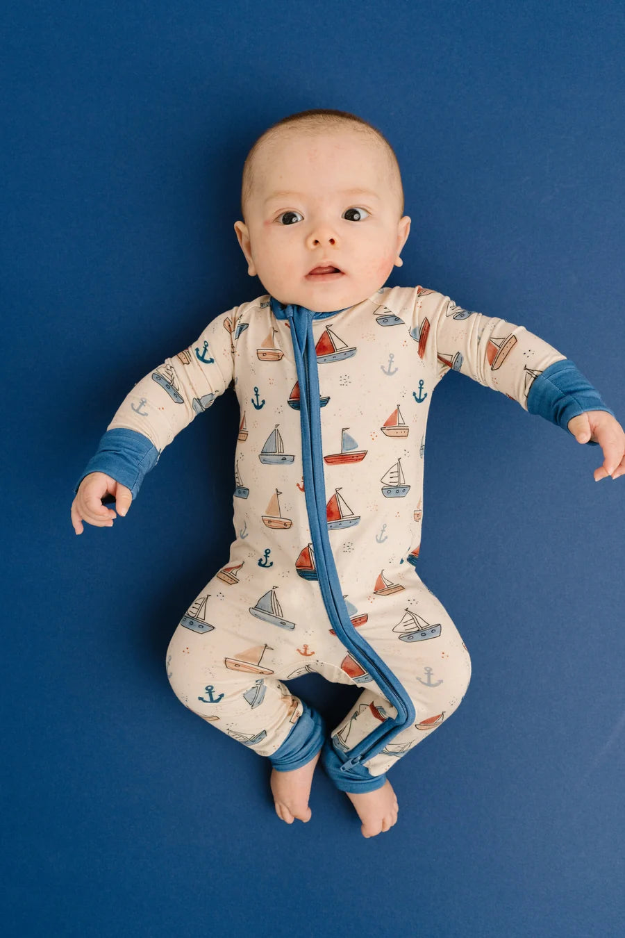 Nautical Sail Bamboo Sleeper - PREEMIE