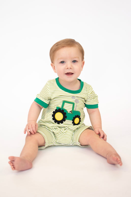 Little Farmer Green Tractor Romper