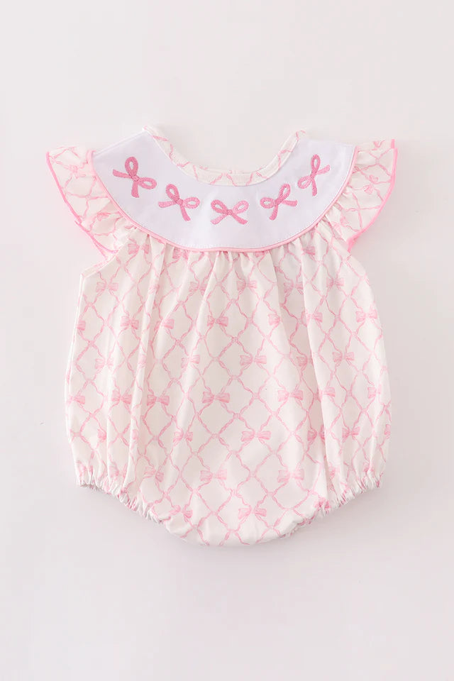 Petite Pink Bow Romper