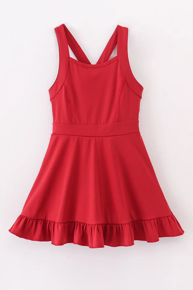 Wine Active Sporty Ruffle Tennis Dress