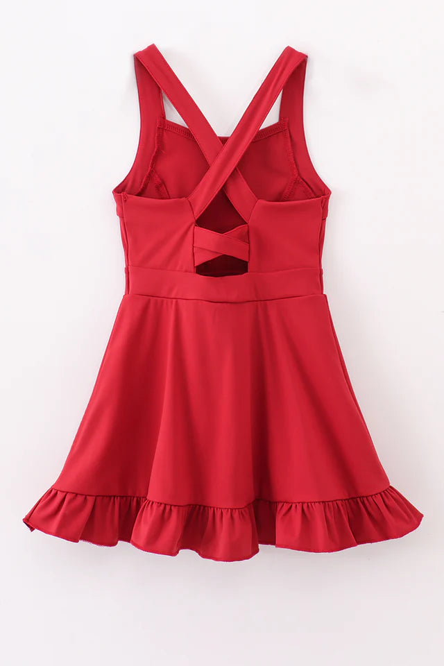 Wine Active Sporty Ruffle Tennis Dress