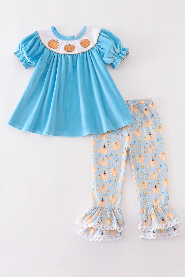 Blue Velvet Pumpkin Set