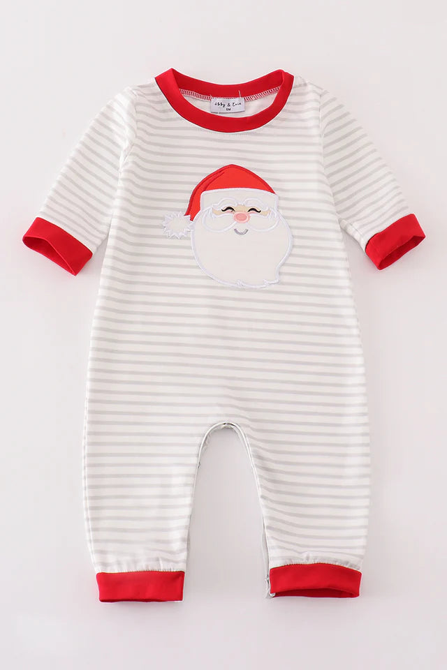 Jolly Claus Stripe Boy Romper