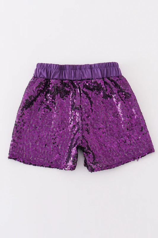 Purple Sequin Shorts