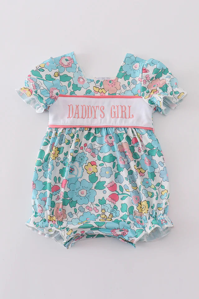 Daddy's Girl Floral embroidery girl bubble