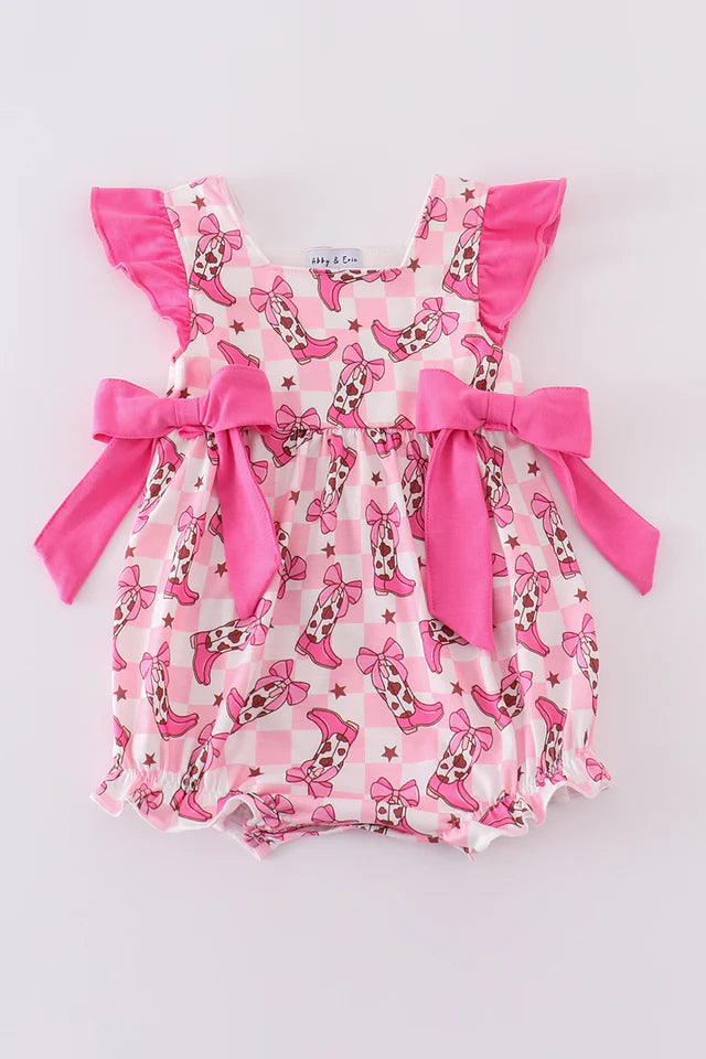 Pretty in Pink Cowgirl Bubble Romper