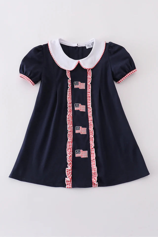 Navy Flag Embroidered Dress