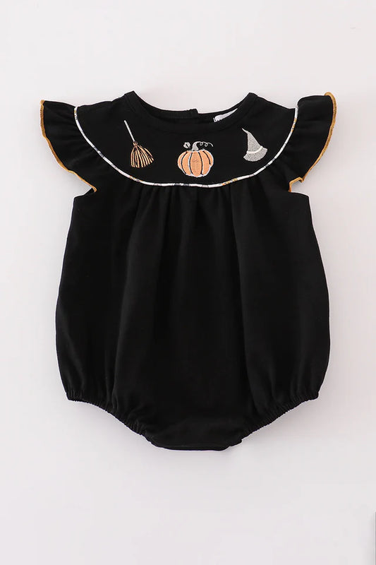 Black Witch Pumpkin Embroidery Bubble