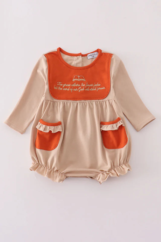 Rust Isaiah Embroidery Girl Romper