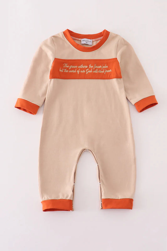 Rust Isaiah Embroidery Boy Romper