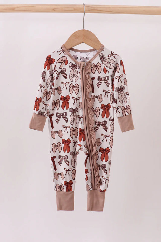 Organic bow bamboo pajamas zipper