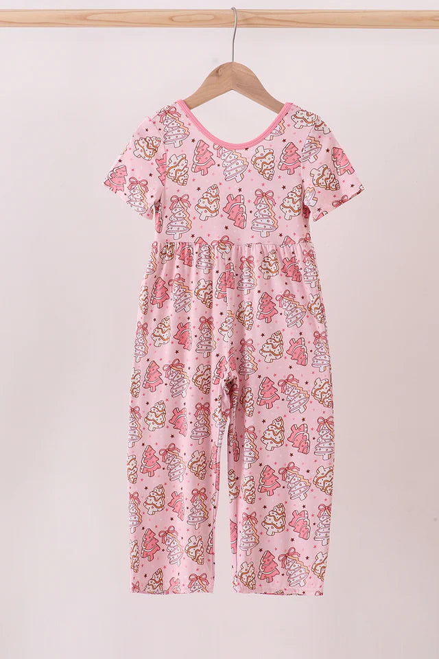 Pink Christmas Trees Bamboo Jumpsuit