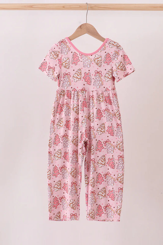 Pink Christmas Trees Bamboo Jumpsuit