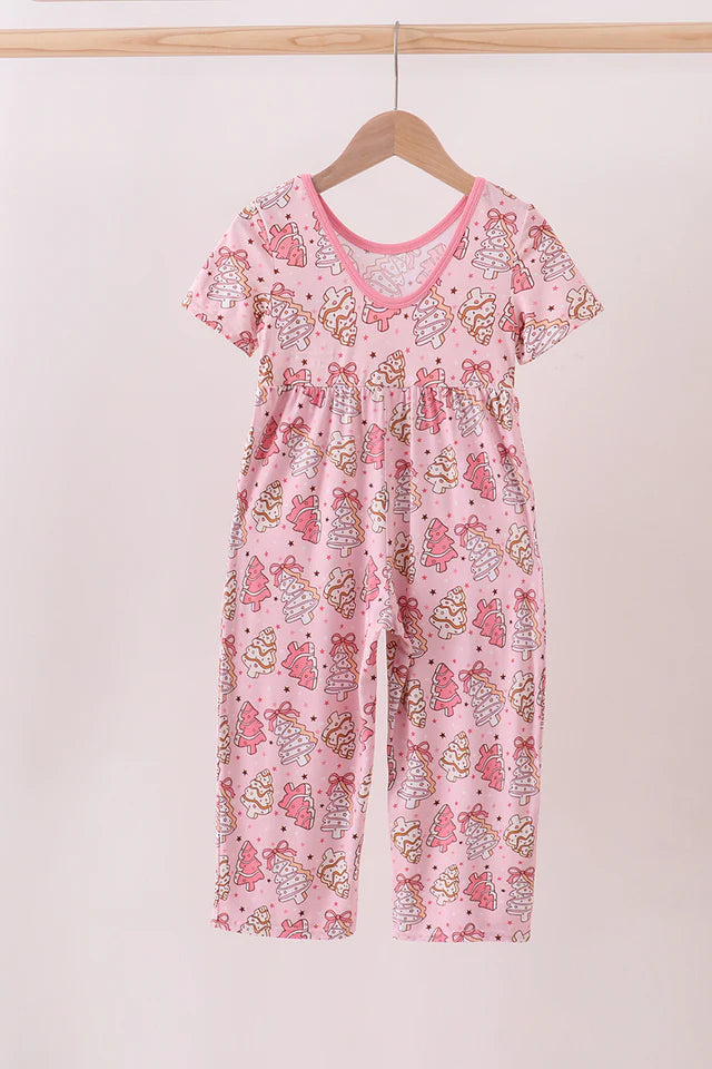 Pink Christmas Trees Bamboo Jumpsuit