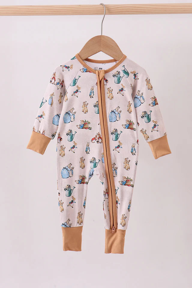 Brown Bunny Bamboo Zipper Romper