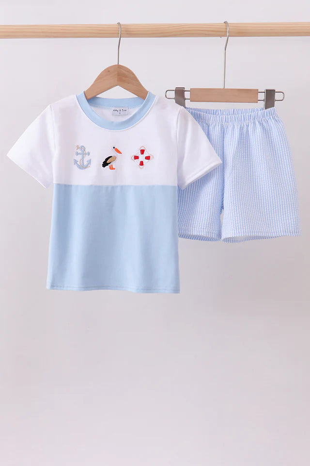Blue Nautical Trio Boy Set