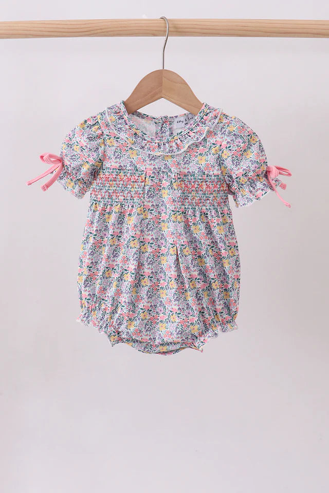 Summer Garden Smocked Ruffle Bubble