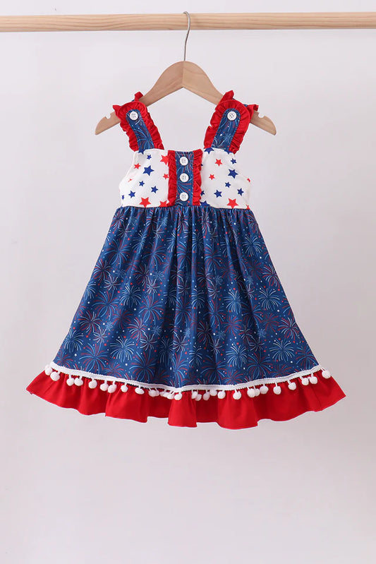 Navy fireworks ruffle dress