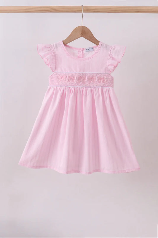 PRESALE - Pink bow smocked ruffle dress - ETA 8/20/26