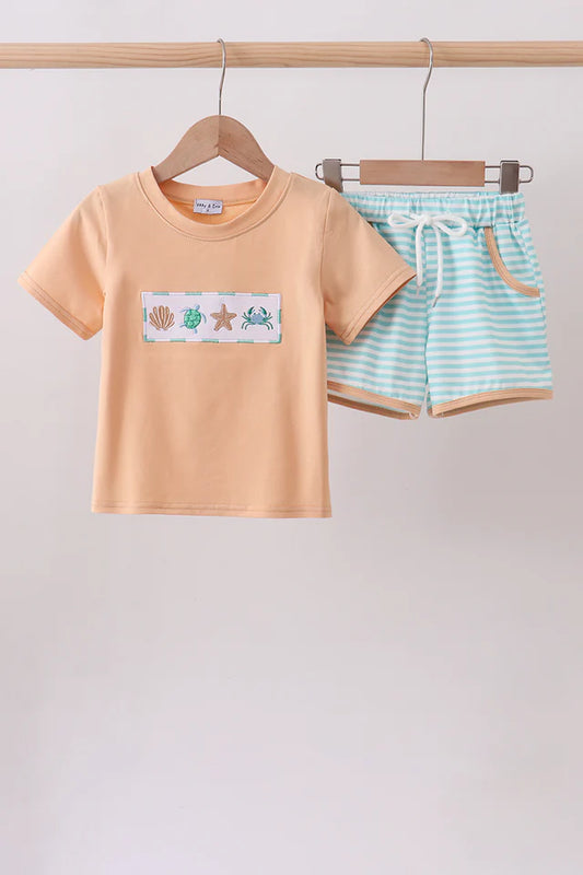 Mint Marine Boy Shorts Set
