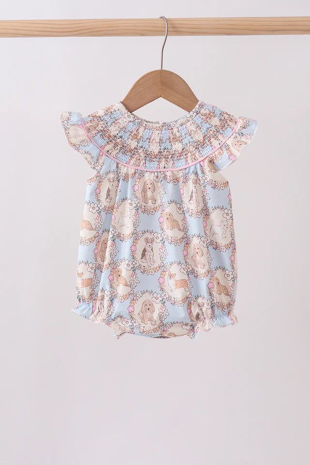 Pink Puppy Floral Smocked Bubble