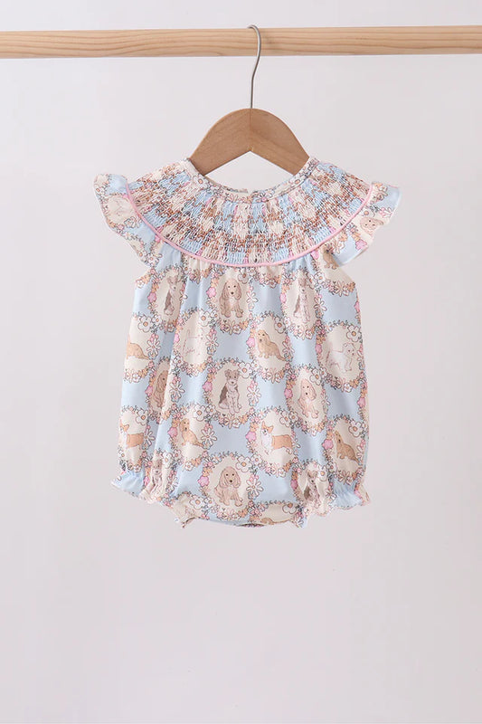 Pink Puppy Floral Smocked Bubble