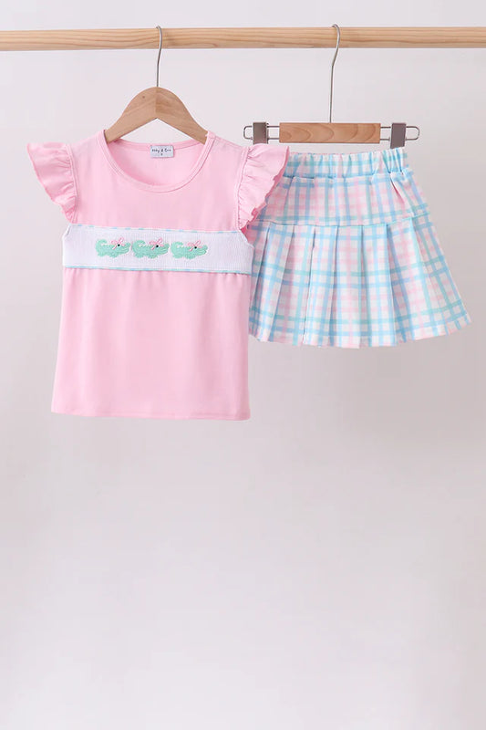 Snappy Pink Crocodile Skort Set