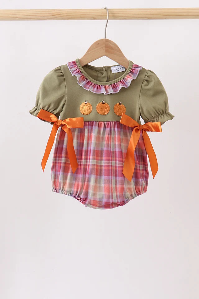 Fall Plaid Pumpkin Romper  (ETA 8/28/26)
