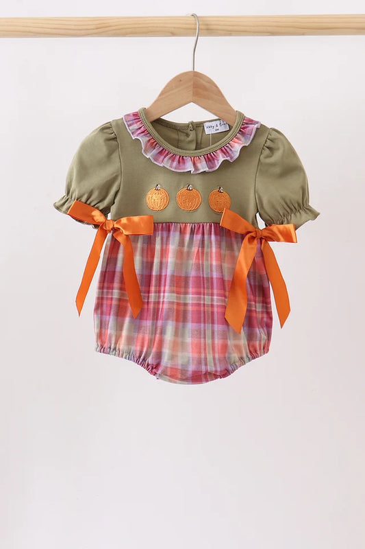 Fall Plaid Pumpkin Romper  (ETA 8/28/26)