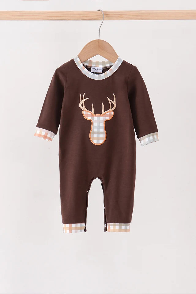 Brown Deer Applique Romper